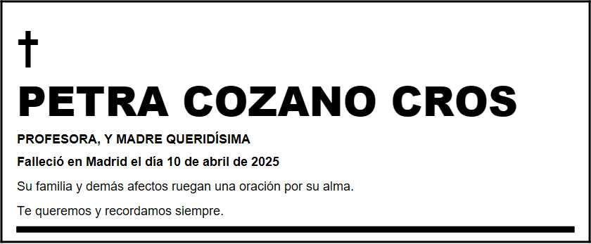 Ejemplo de esquela de El País, tamaño 3 horizontal (2x3 módulos)