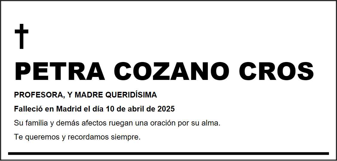 Ejemplo de esquela de El País, tamaño 5 vertical (3x4 módulos)