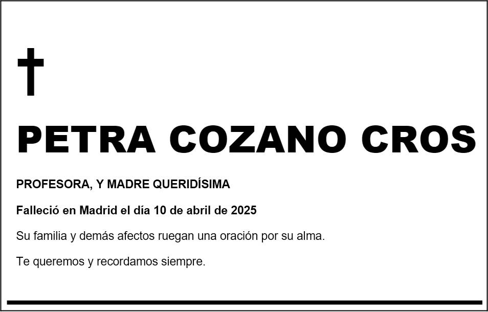 Ejemplo de esquela de El País, tamaño 8 media página (5x5 módulos)